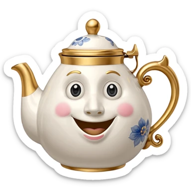 A character from the fairy tale Beauty and the Beast: Mrs. Potts, the lady who was turned into a teapot and retains the teapot's original form. sticker