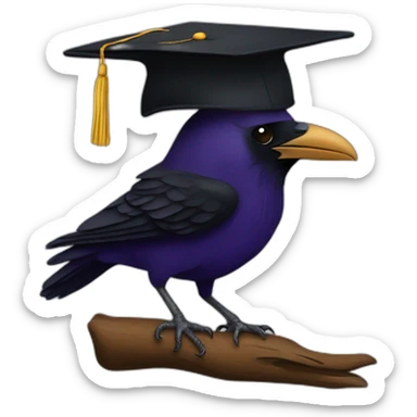 raven with a mortarboard sticker