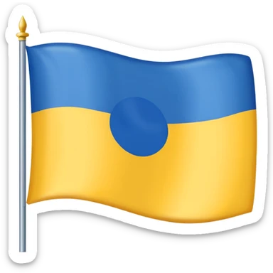 A flag with 3 colors bleu on top white in midlle and yellow down sticker