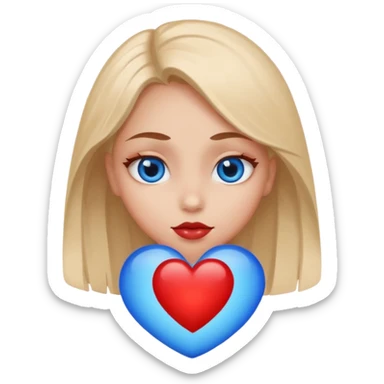 Cara enamorada con un ojo de corazón azul y el otro rojo  sticker