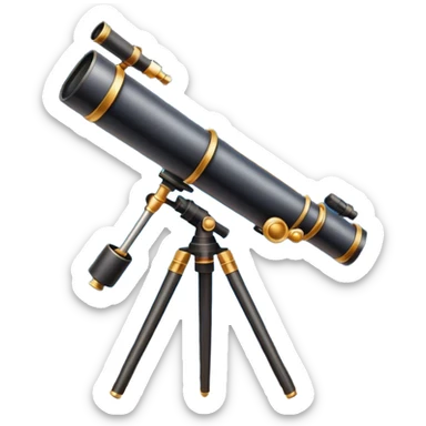 An icon featuring a telescope, stars, and a planet, symbolizing astronomy. The design includes a crescent moon, distant galaxies, and constellations, representing the study of space and celestial bodies. Transparent background highlights the exploration of the universe and cosmic phenomena. sticker