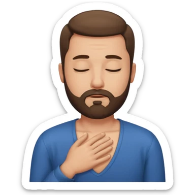 una mano en pecho ojos cerrados hombre sticker