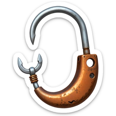 weak rusty fish hook sticker