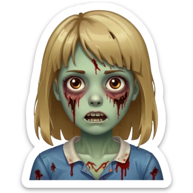 faça uma garota zumbi de cabelo castanho com mechas loiras e com franja sticker