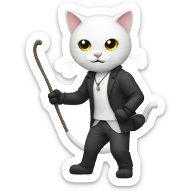 cat man with whip sticker