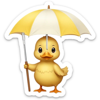 baby Duck holding white umbrella sticker