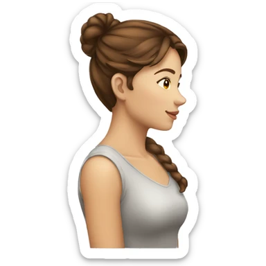 fair young beautiful lady brown hair side view sticker