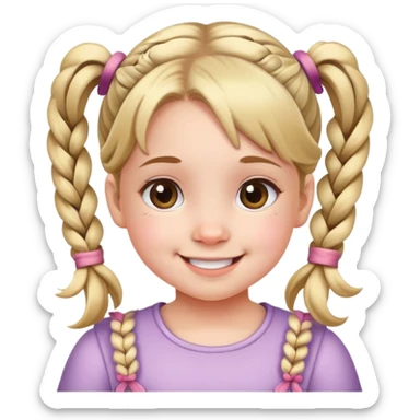 Little girl with pigtails and a cute smile sticker