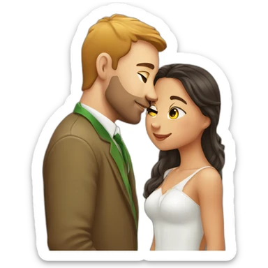 Brazilian girl kissing Irish guy sticker