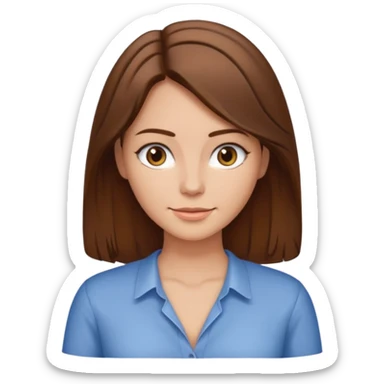 Woman with brown hair and middle part low cut shirt  sticker