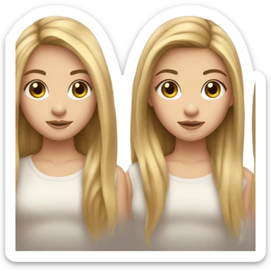 normal Girl emoji with straight long blonde and brown hair and long lashes sticker