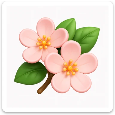 3D iOS style emoji with pink flowers and green leaves sticker