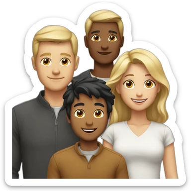 father and his 3 children, older boy with blonde hair, shorter boy with black hair, and girl with medium carmel colored hair  sticker