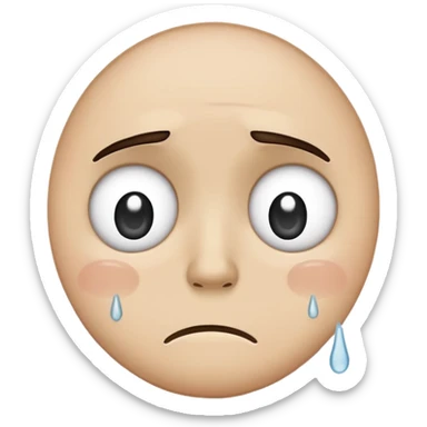 Sad emoji in a hand-drawn, sketch style, with a single tear and a frown. sticker
