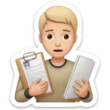 young man in despair applying for jobs with no successs - complete loss or absence of hope - holdng resume sticker