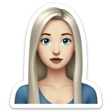 young woman with pale skin, blushed cheeks, big blue eyes, thin lips, black 
 medium hair,long lashes,a bit eyeline sticker