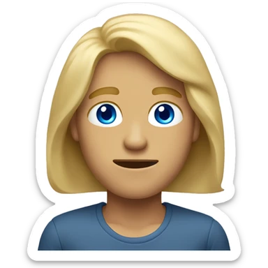 A tan guy with long blonde hair and blue eye’s shrugging his shoulders  sticker