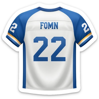 White football jersey at the back with number 22 sticker