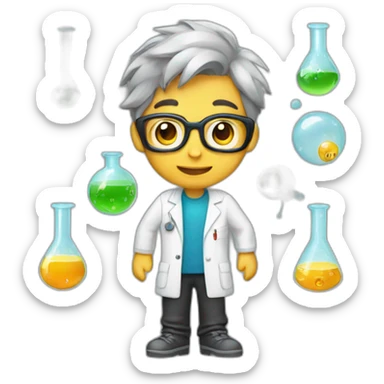 chemistry boy with his instumants sticker