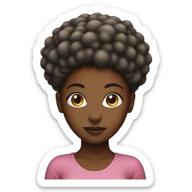 A black girl with a big puff ball on her head  sticker