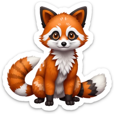 Black-eared Realistic patterned speckled flurry scaly 4-legged quadrupedal Red-Panda-Munchkin-Kitten-Lemur-Raccoon-Dog-Red-Fox-Bobcat-animal-fusion-hybrid, Full body sticker