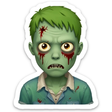 a super cute zombie green with shirt, look sad but not danger

 sticker