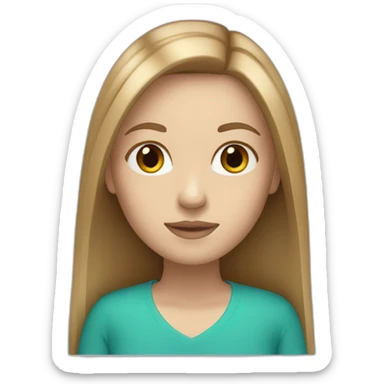 One white girl with long straight light brown hair and turquoise eyes sticker