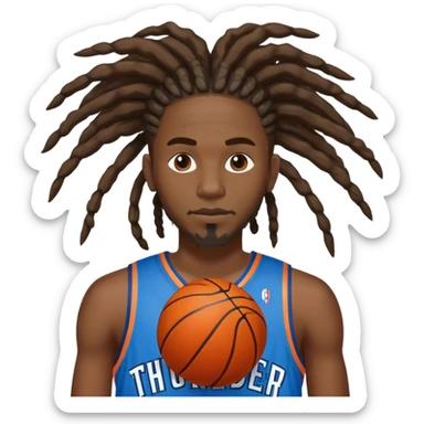 Shai Gilgeous Alexander with dreds and a thunder jersey sticker