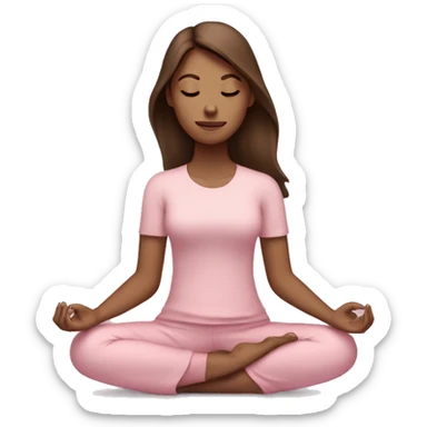 Meditating brown hair girl light pink clothes  sticker