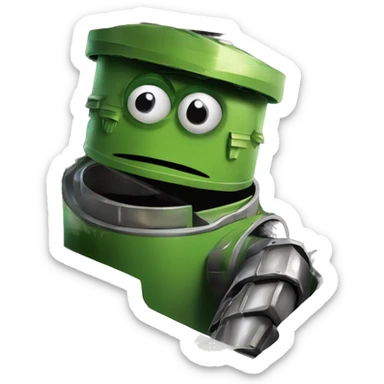Oscar the Grouch Auto-Bot:
Scrapheap
A green, gruff Autobot with a rough exterior and a built-in trash compactor. Scrapheap transforms into a recycling truck and uses scrap metal as makeshift armor, embracing his grumpy but reliable personality. sticker