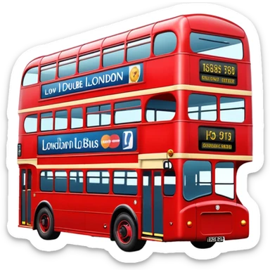 red double-decker London bus sticker