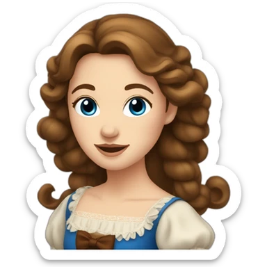 The folk french  woman dance, blue eyes, brown hair sticker