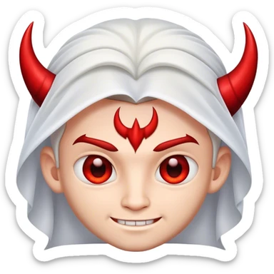 a cute male bride with the face of devil sticker