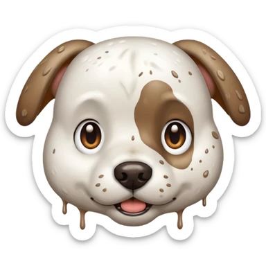 very muddy and dirty white dog face  sticker
