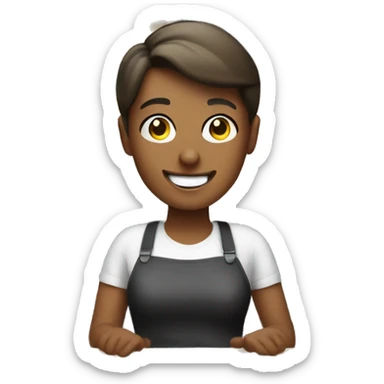 happy cashier with cash register sticker