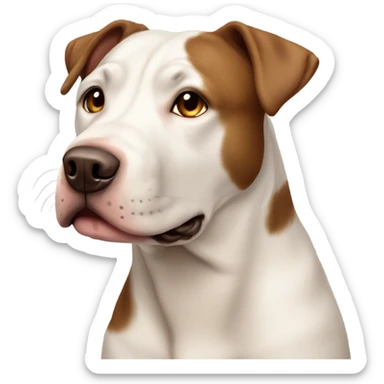 Labrador/Pit bull mix dog white with brown patches sticker