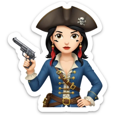 Lady Pirate With Gun, point to thr front. sticker