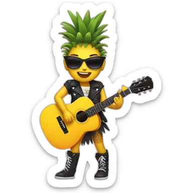 a female punk pineapple playing guitar sticker