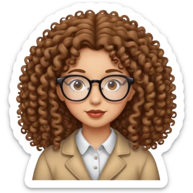  Chica morena clara pelo muy rizado y lentes  sticker