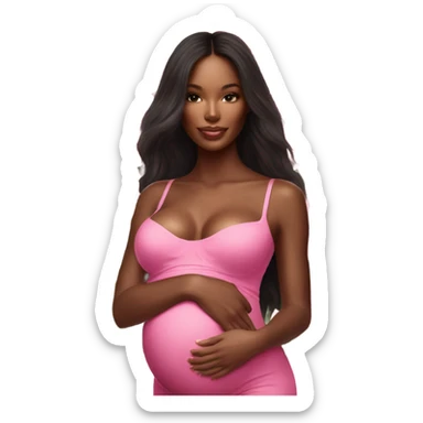 Photo of a Victoria secret model pregnant posing with flowers on a pregnancy shoot sticker