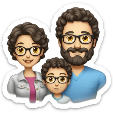 Caucasian-Mom-with-dark-curls-dad-with-beard-glasses-todler sticker