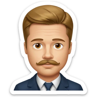 brad pitt with stache sticker