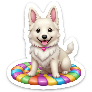 White belgian Shepard Dancing in Candyland sticker