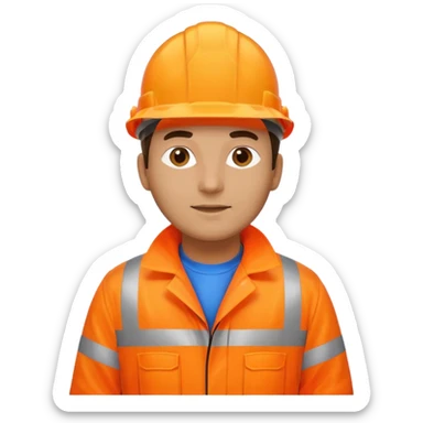 man in hi vis orange coat sticker