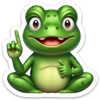 A frog with an angry face and he stand right his middle finger sticker