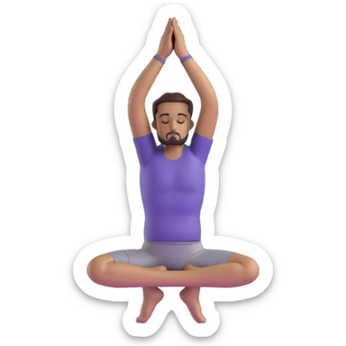 man doing tree pose yoga with one foot against inner thigh, hands in prayer position sticker