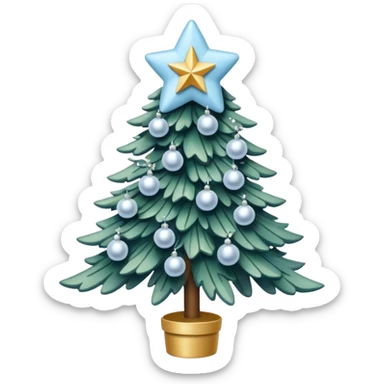 pastel blue pearls and bows christmas tree and white star sticker