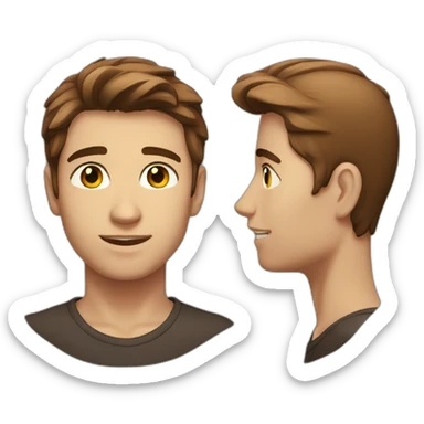 Brown hair 21yo guy with brown eyes and red instead of the withe part sticker