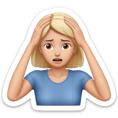 scared woman with her hands on her head, different pose sticker