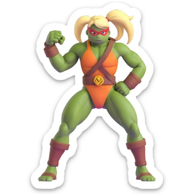 Hun from TMNT, large muscular gang leader with blonde ponytail sticker